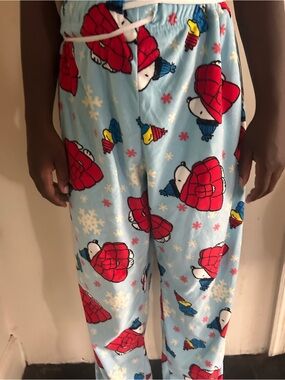 Disney Light Blue Pajama Pants with Red Snowman Print